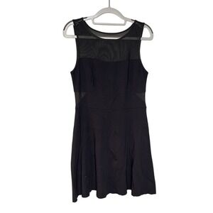 Bailey44 black mesh side cut out‎ fit and flare black dress